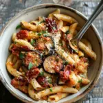 Eggplant and sun dried tomato pasta with ricotta