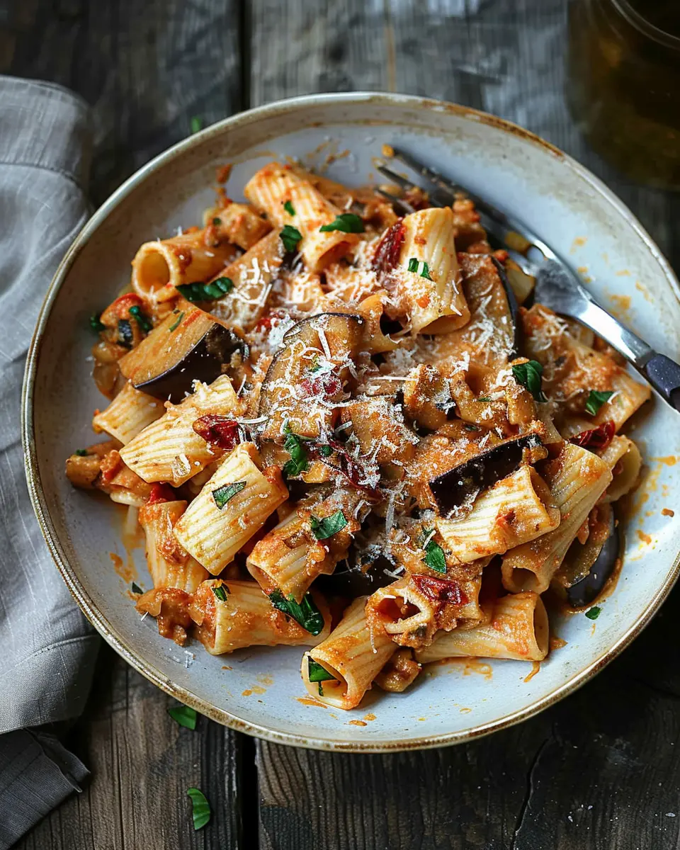 Eggplant and Sun Dried Tomato Pasta: A Creamy Ricotta Delight